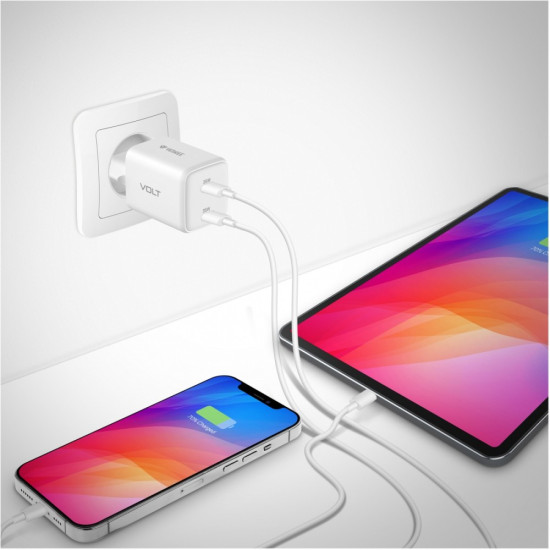 Ładowarka sieciowa USB C 2x18W 3A Power delivery 3.0 QC3.0 Biała
