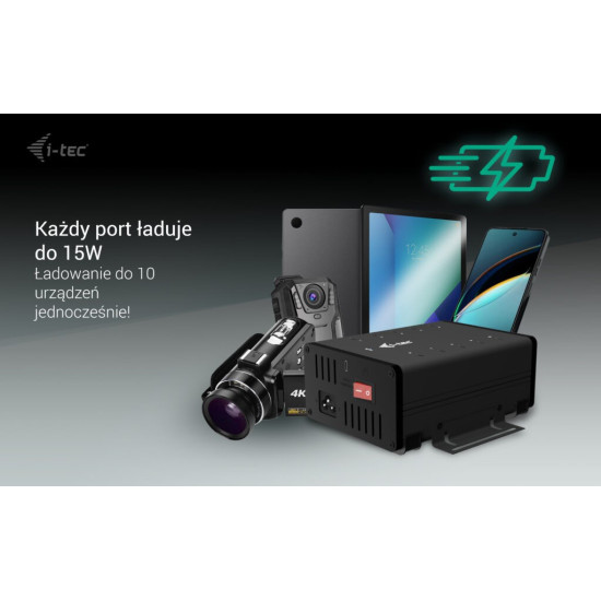 !i-tec USB-C/USB-A Metal Charging + data HUB 15W per port 10x USB-C 