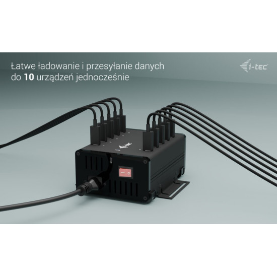 !i-tec USB-C/USB-A Metal Charging + data HUB 15W per port 10x USB-C 