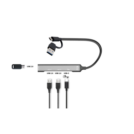 Hub USB-C/USB-A Metal 1x USB 3.0 + 3x USB 2.0 