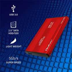 Obudowa na dysk HDD/SSD 2.5 cala SATA3 | USB 3.0 | Czerwona