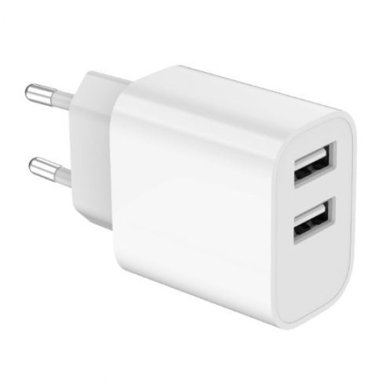 Ładowarka USB-Ax2 2.4A biała 