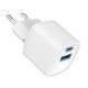 Mini-ładowarka USB-A USB-C 20W PD QC3.0 biała 