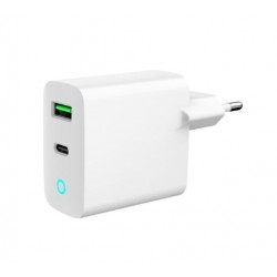 Ładowarka USB-A USB-C LED 20W PD QC3.0 biała 