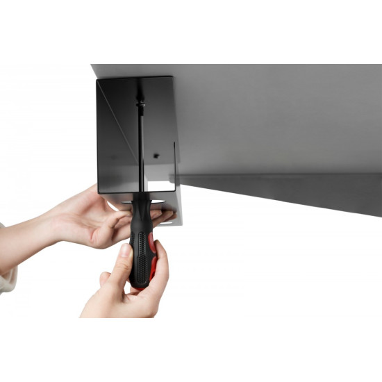 Uchwyt stalowy do organizacji kabli / listew zasilających pod biurkiem, montaż śruby, 60 cm, czarny