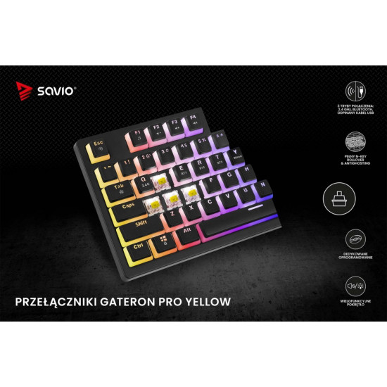 Klawiatura mechaniczna bezprzewodowa PHENIX, Gateron Yellow Pro, Pudding