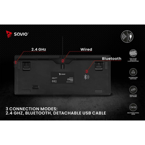 Klawiatura mechaniczna bezprzewodowa PHENIX, Gateron Yellow Pro, Pudding