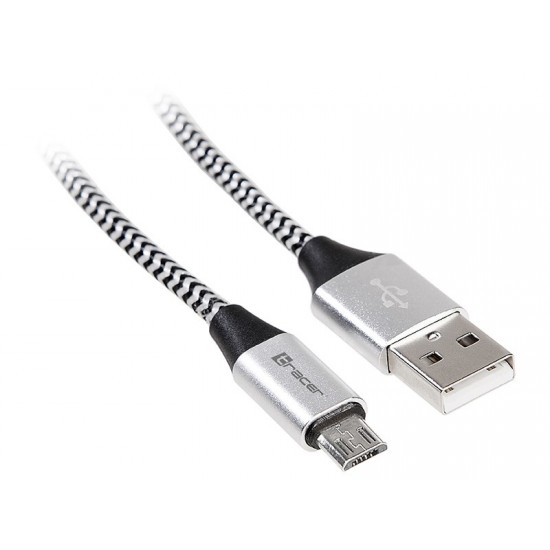 Kabel USB 2.0 AM-micro 1m czarno-srebrny