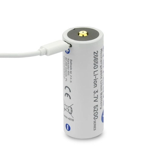 Akumulator 26650 3,7V Li-ion 5200 mAh micro USB 