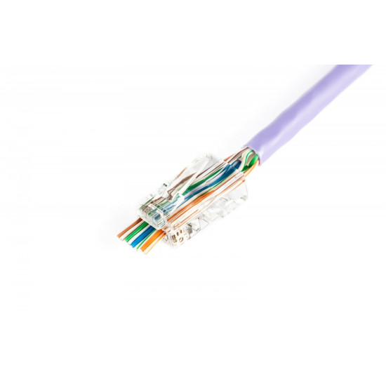Wtyk RJ45 (8P8C) przelotowy, kat.5e, nieekranowany, AWG 26-24, opakowanie 100 szt. 