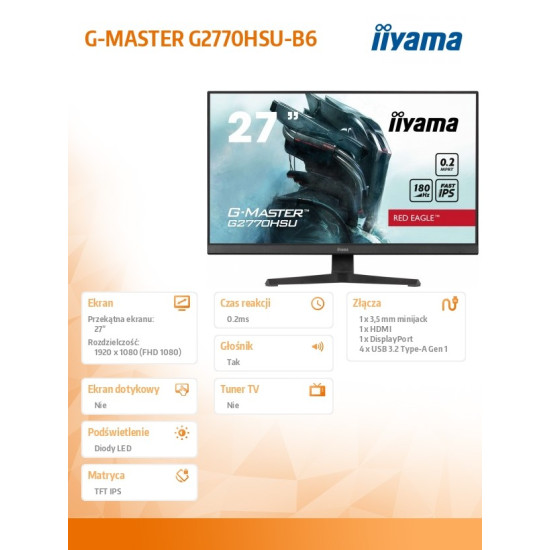 Monitor 27 cali G2770HSU-B6 0.2ms,IPS,DP,HDMI,180Hz 