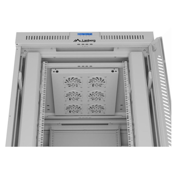 Szafa stojąca rack 19' 42U 800x1000 szara drzwi szkalne flat pack 