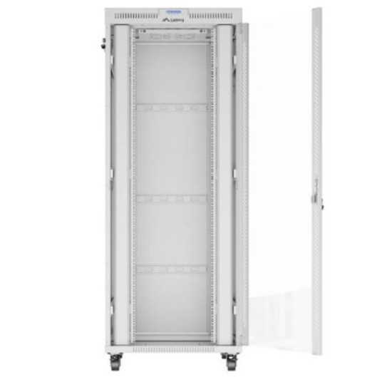 Szafa stojąca rack 19' 42U 800x1000 szara drzwi szkalne flat pack 