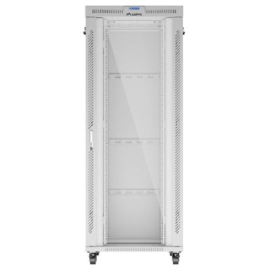 Szafa stojąca rack 19' 42U 800x1000 szara drzwi szkalne flat pack 