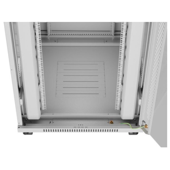 Szafa stojąca rack 19' 42U 800x1000 szara drzwi szkalne flat pack 
