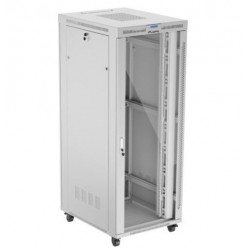 Szafa stojąca rack 19' 42U 800x1000 szara drzwi szkalne flat pack 