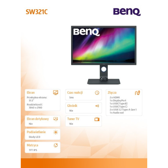 Monitor 31.5 cala SW321C 4K LED 4ms/4K/1000:1/HDMI