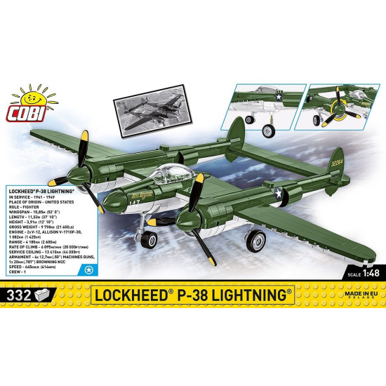 Klocki Lockheed P-38 Lightning 332 klocki