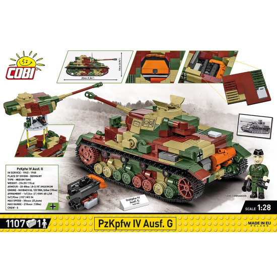 Klocki WWII PZKPFW IV AUSF.G 1107 klocków