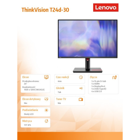 Monitor ThinkVision T24d-30 24 cale 63FFMAT1EU 