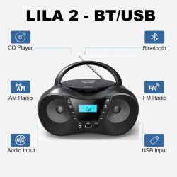 Radioodtwarzacz CD LILA2 USB/BT różowy 