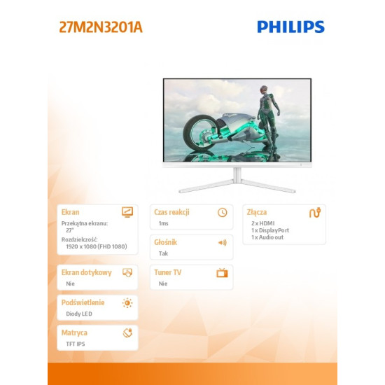 Monitor 27M2N3201A 27 cali IPS 180Hz HDMIx2 DP Pivot Głośniki