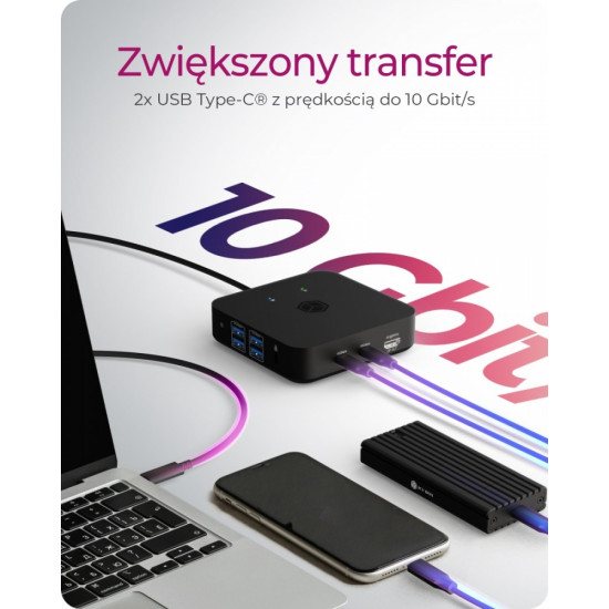 Stacja dokująca IB-DK4090-C 12w1, 3x HDMI,LAN,USB, PD do 100W 