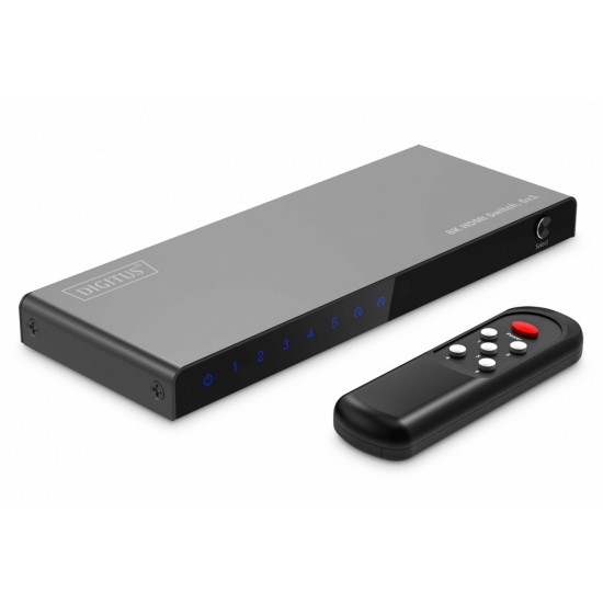 Przełącznik/Switch 8K HDMI 5x1, 60Hz (4:4:4), HDR, HDCP 2.3, pilot, Czarny