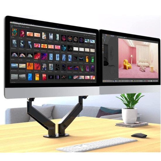 Uchwyt na dwa monitory 17-32 cali 9kg biurkowy obrotowy gazowy 