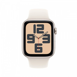 Watch SE GPS + Cellular, koperta 40 mm z aluminium w kolorze księżycowej poświaty z paskiem sportowym w kolorze księżycowej poświaty - rozmiar M/L