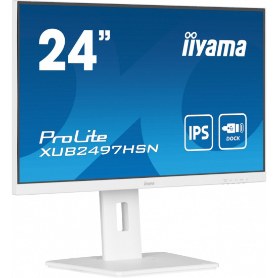 Monitor 24 cale XUB2497HSN-W2 IPS, USB-C Dock, HDMI, DP, 300cd, Pivot, HAS, biały