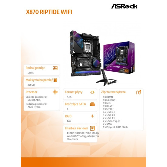 Płyta główna X870 RIPTIDE WIFI 4DDR5 M.2 ATX 