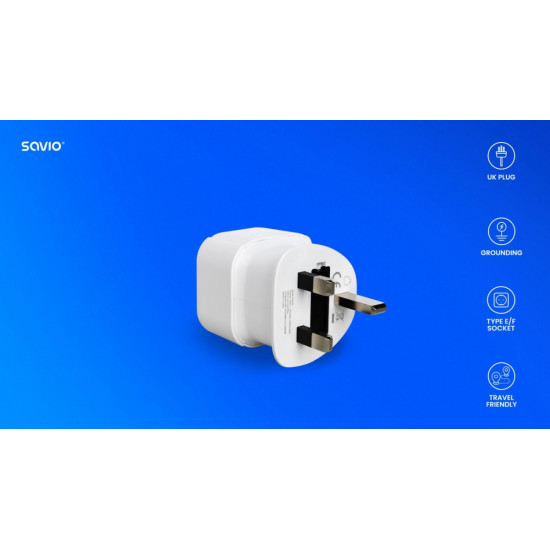 Adapter podróżny, gniazdo EU - wtyk UK AP-04