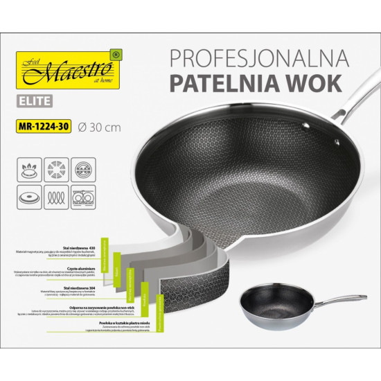 Profesjonalna patelnia / Wok 30 cm  MR-1224-30