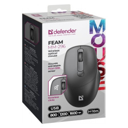 Mysz bezprzewodowa silent click FEAM MM-296 RF 1600 DPI Czarna 