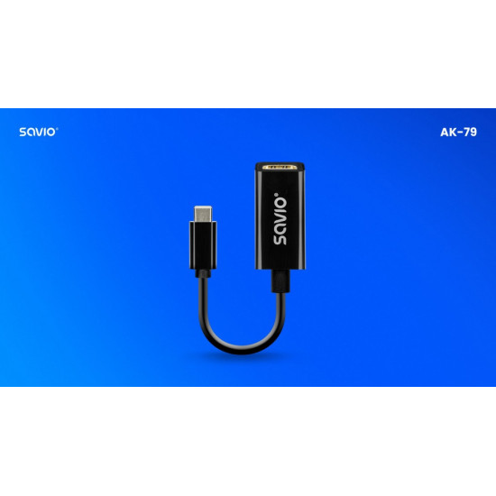 Adapter USB-C (M) - HDMI (F), 4K, 30Hz, plastik, AK-79 