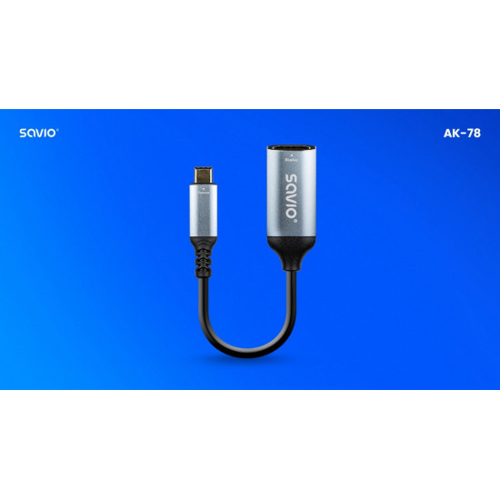 Adapter USB-C (M) - HDMI (F), 4K, 60Hz, aluminium, AK-78