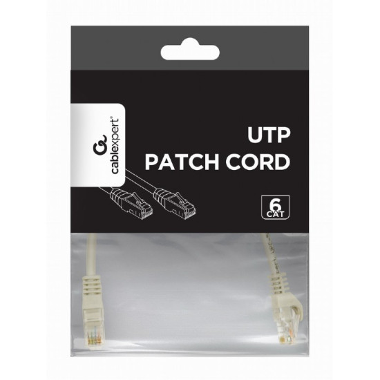 Patch cord kat.6 miedź UTP 1m szary
