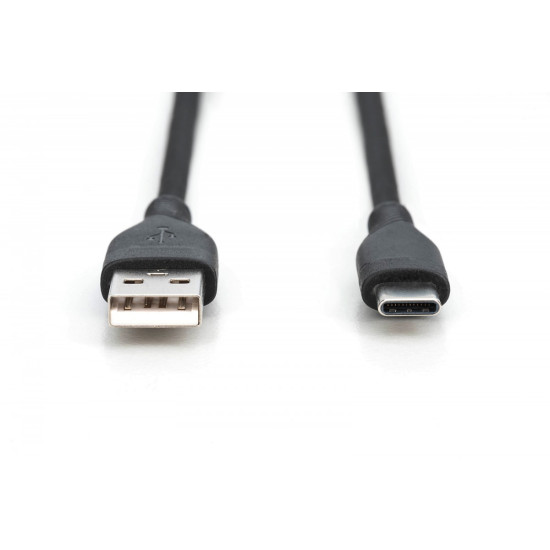 Kabel zasilający silikonowy USB-A - USB-C, USB 2.0 60W, 0,5m Czarny