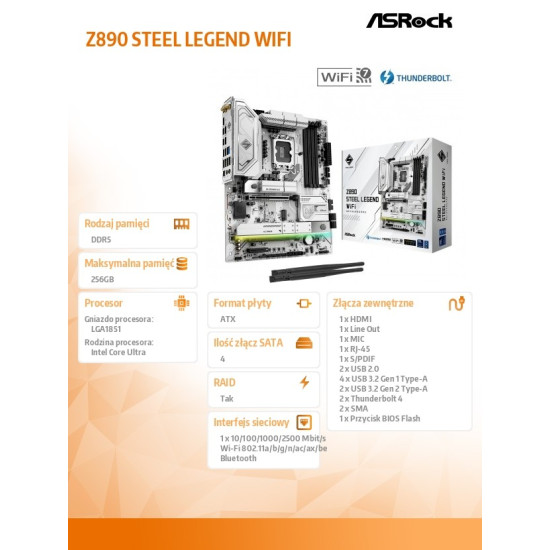 Płyta główna Z890 STEEL LEGEND WIFI ATX 
