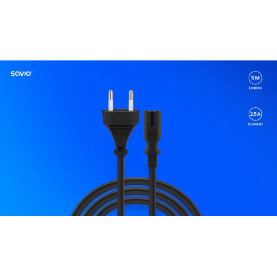 Kabel zasilający 2pin, 5m,  CL-185