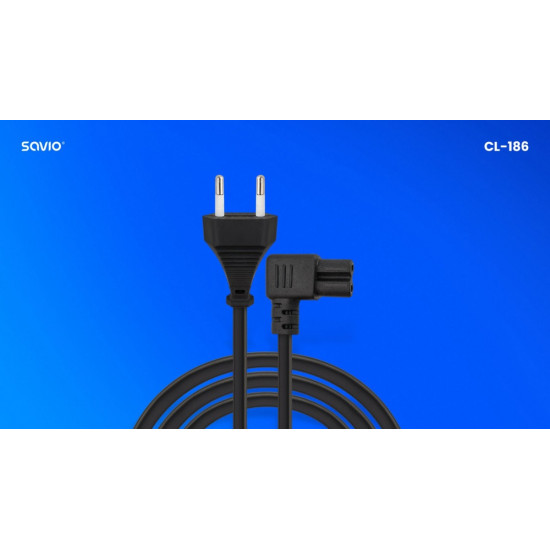 Kabel zasilający 2pin, C7 kątowy 5m, CL-186