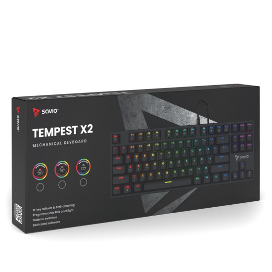 Klawiatura mechaniczna RGB Tempest X2 Outemu Red 