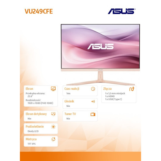 Monitor 24 cale VU249CFE-P IPS 100Hz USB-C