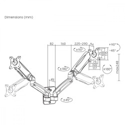 Uchwyt na dwa monitory naścienny MC-988   9kg max, 17-32 cale