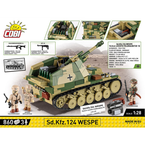 Klocki SD.KFZ.124 Wespe 860 klocków