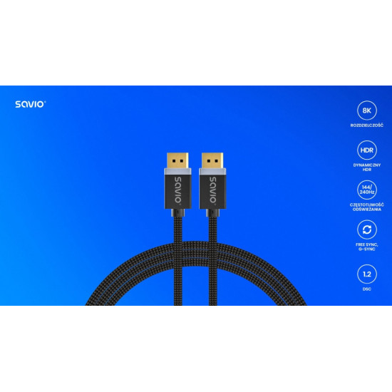 Kabel DisplayPort (M) v1.4, 1m, CL-165