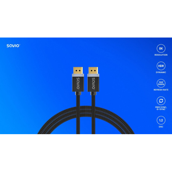 Kabel DisplayPort (M) v1.4, 1m, CL-165