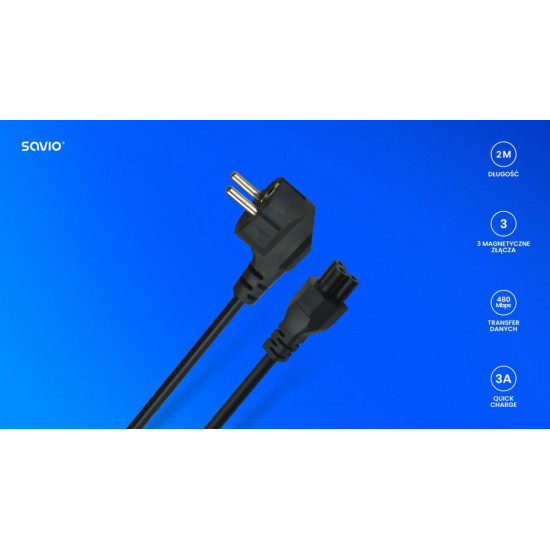 Kabel zasilający koniczynka, 3m, CL-158