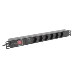 Listwa zasilająca  rack PDU 19 cali 1U 16A 6x230V schuko 2m czarna